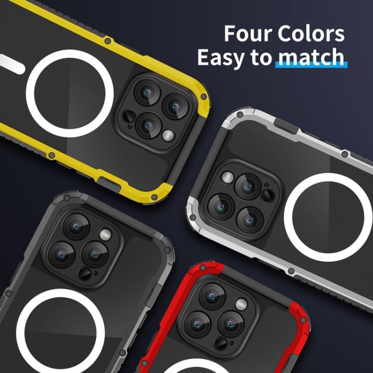 For iPhone 14 Pro MagSafe Shockproof Metal Phone Case(Black) - iPhone 14 Pro Cases by buy2fix | Online Shopping UK | buy2fix