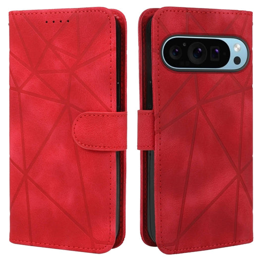 For Google Pixel 9 / 9 Pro Skin Feel Geometric Lines Leather Phone Case(Red) by buy2fix
