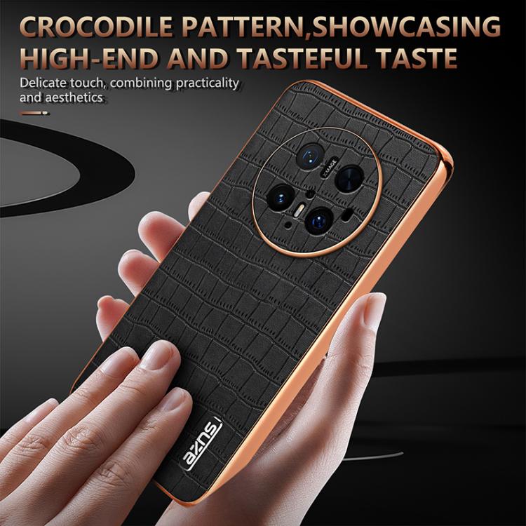 For Huawei Mate 70 Pro / 70 Pro+ AZNS Electroplated Frame Crocodile Texture Full Coverage Phone Case(Black) by AZNS