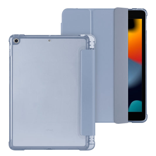 For iPad 10.2 2021 / 2020 / 2019 Tri-fold Holder TPU Cover Frosted Leather Smart Tablet Case withh Pen Slot(Purple) - iPad 10.2 Cases by buy2fix | Online Shopping UK | buy2fix
