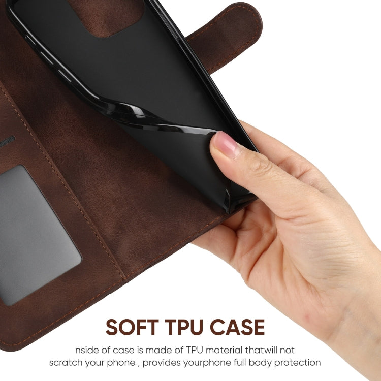 For OnePlus 12 Skin Feel Geometric Lines Leather Phone Case(Brown) by buy2fix