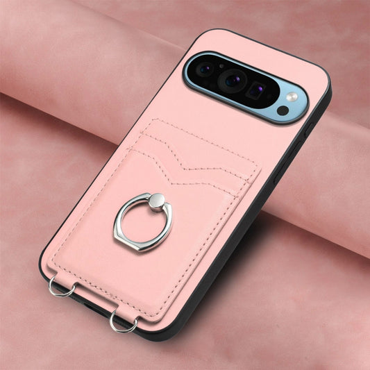For Google Pixel 9 / 9 Pro R20 Ring Card Holder Phone Case(Pink) by buy2fix