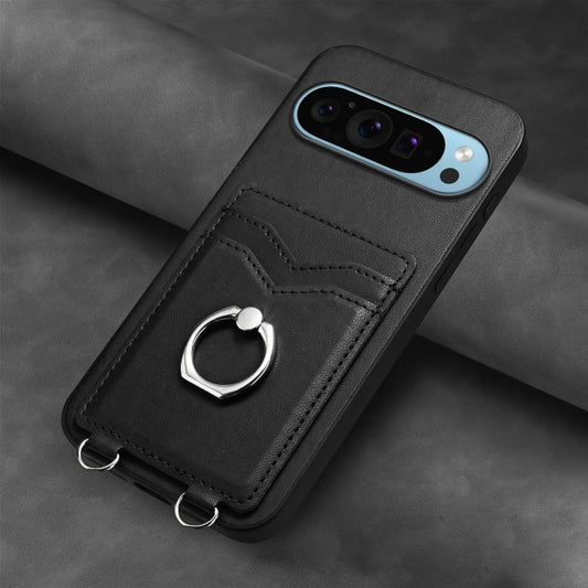 For Google Pixel 9 / 9 Pro R20 Ring Card Holder Phone Case(Black) by buy2fix
