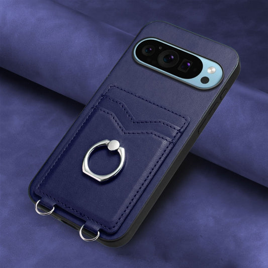 For Google Pixel 9 / 9 Pro R20 Ring Card Holder Phone Case(Blue) by buy2fix