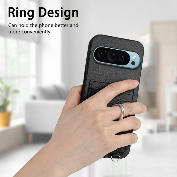 For Google Pixel 9 Pro XL R20 Ring Card Holder Phone Case(Black) by buy2fix