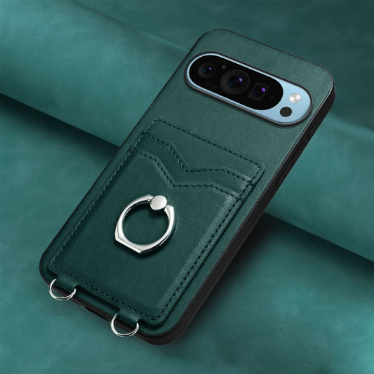 For Google Pixel 9 Pro XL R20 Ring Card Holder Phone Case(Green) by buy2fix