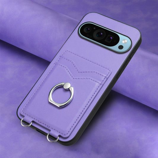 For Google Pixel 9 Pro XL R20 Ring Card Holder Phone Case(Purple) by buy2fix