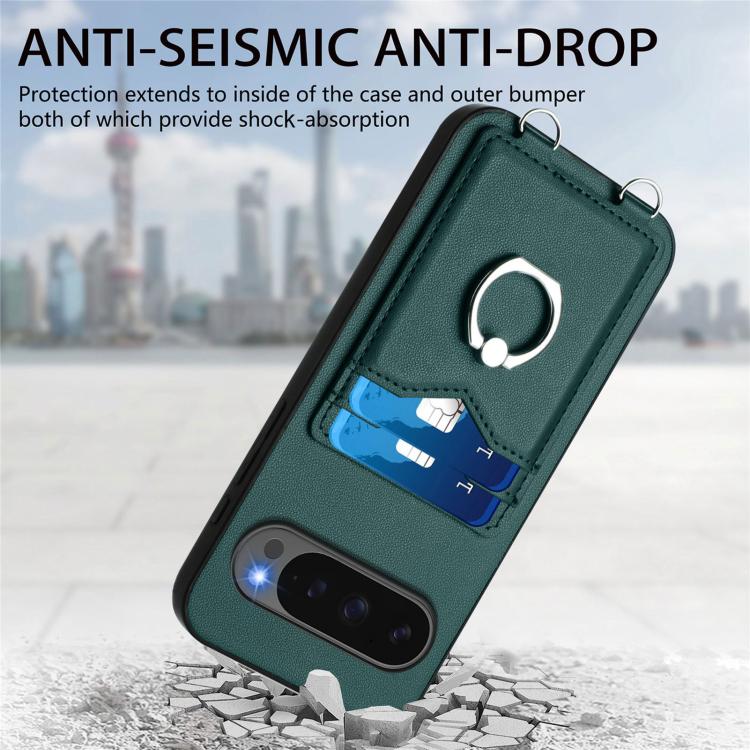 For Google Pixel 10 Pro XL R20 Ring Card Holder Phone Case(Green) - Google Cases by buy2fix | Online Shopping UK | buy2fix