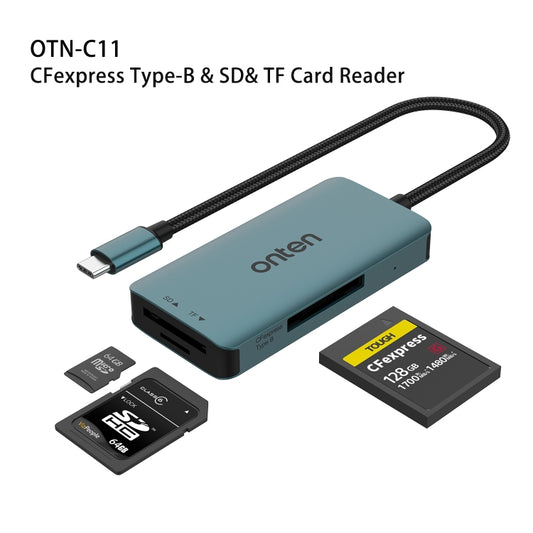 Onten C11 3 in 1 USB-C / Type-C to CFepress Type-B & SD & TF Card Reader(Pine Green) by Onten