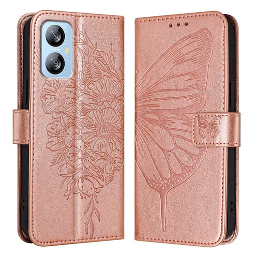 For Blackview A52 Embossed Butterfly Leather Phone Case(Rose Gold) by buy2fix