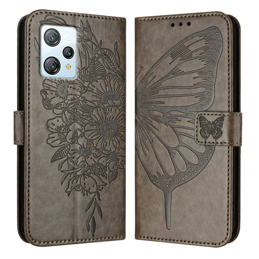 For Blackview A53 Embossed Butterfly Leather Phone Case(Grey) by buy2fix