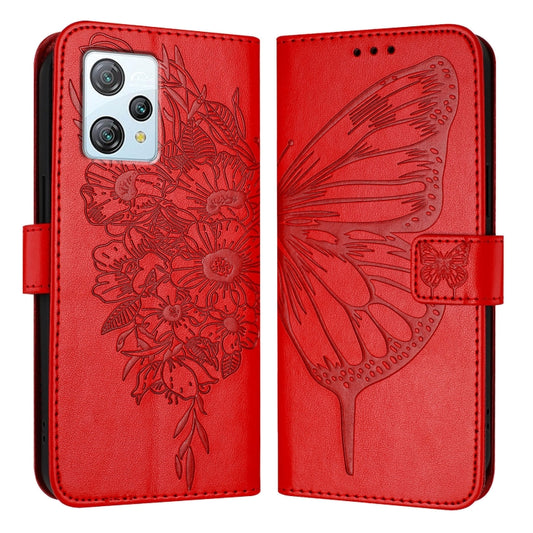 For Blackview A53 Embossed Butterfly Leather Phone Case(Red) by buy2fix