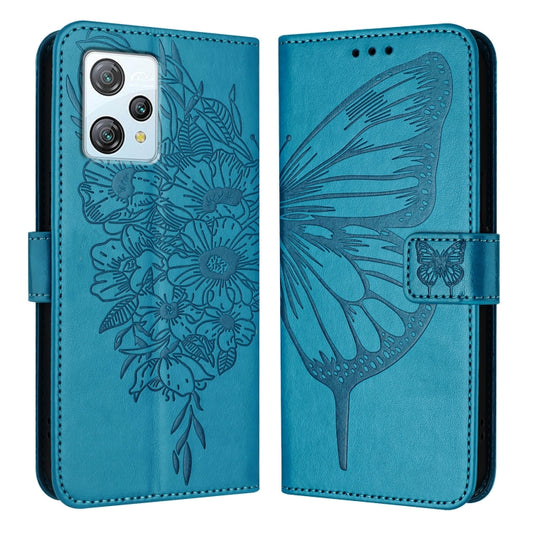For Blackview A53 Embossed Butterfly Leather Phone Case(Blue) by buy2fix