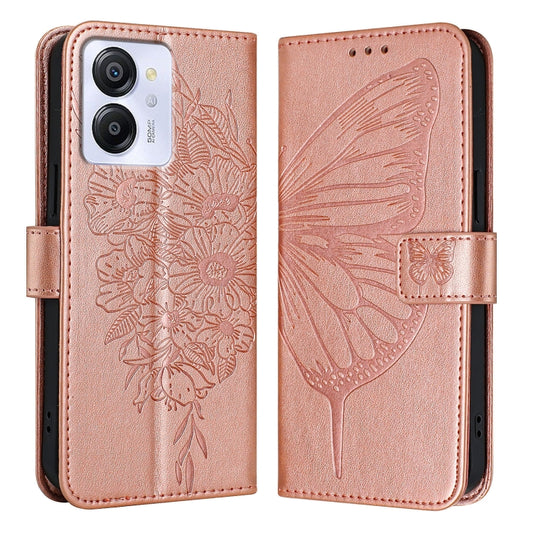 For Blackview Color 8 Embossed Butterfly Leather Phone Case(Rose Gold) by buy2fix