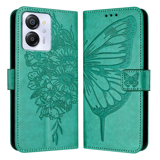 For Blackview Color 8 Embossed Butterfly Leather Phone Case(Green) by buy2fix