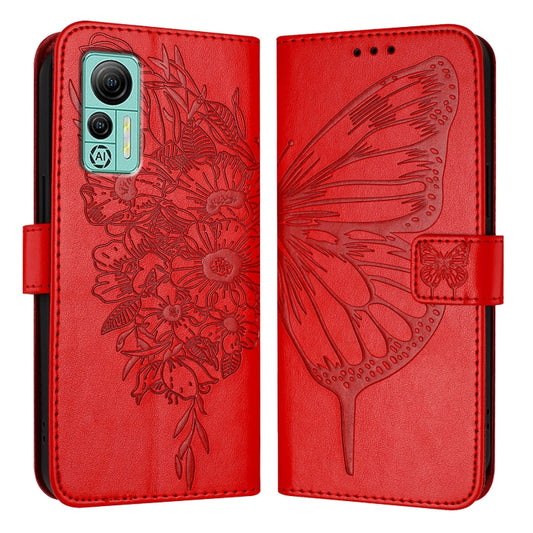 For Ulefone Note 14 Embossed Butterfly Leather Phone Case(Red) by buy2fix
