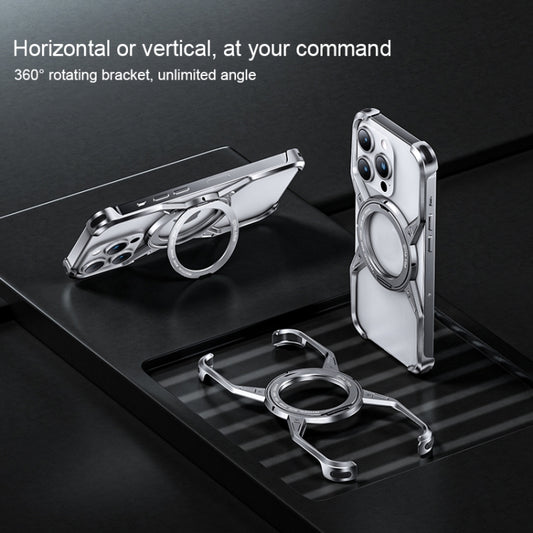 For iPhone 13 / 14 / 15 Aluminum Alloy Frameless 360-Degree Rotating Phone Case(Grey) by buy2fix