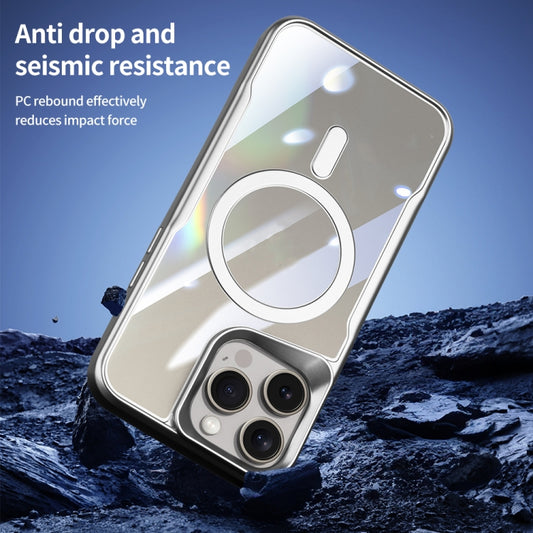 For iPhone 15 Blade MagSafe Magnetic Transparent PC Phone Case(Blue) by buy2fix
