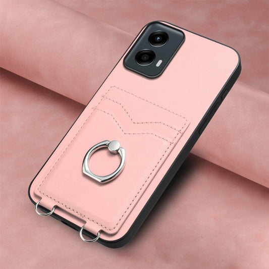 For Motorola Moto G 5G 2024 R20 Ring Card Holder Phone Case(Pink) by buy2fix