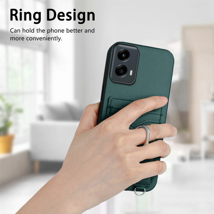 For Motorola Moto G 5G 2024 R20 Ring Card Holder Phone Case(Green) by buy2fix