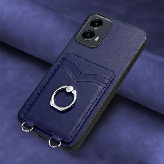 For Motorola Moto G Play 2024 5G R20 Ring Card Holder Phone Case(Blue) by buy2fix