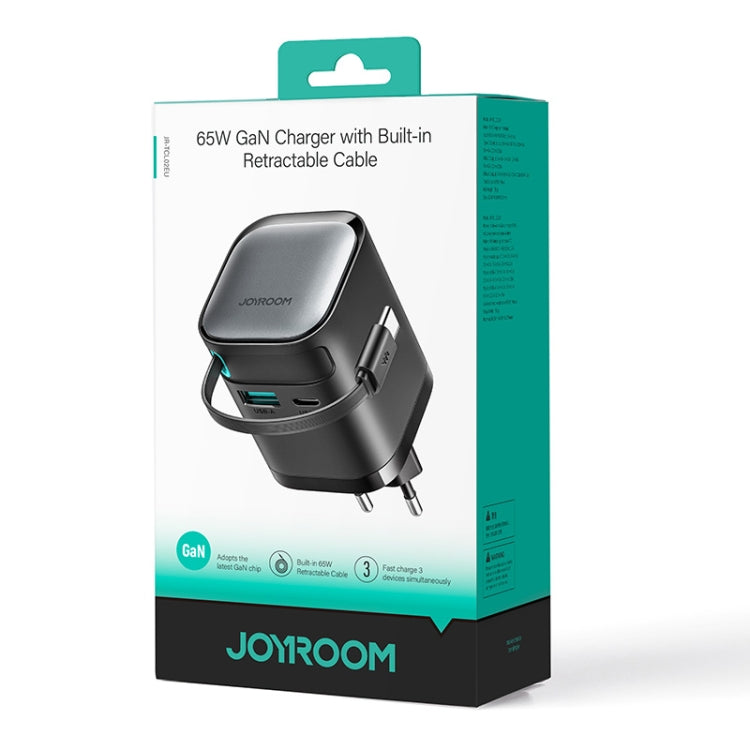 JOYROOM JR-TCL02 GaN 65W 2-Port Charger with Retractable Cable, EU Plug by JOYROOM