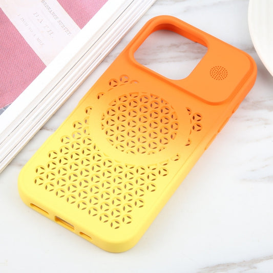 For iPhone 16 Pro Max Gradient Color Honeycomb Aromatherapy MagSafe Phone Case(Orange Yellow) by buy2fix
