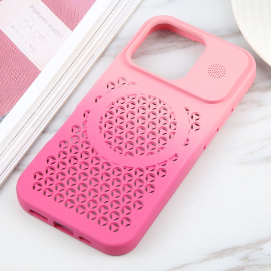 For iPhone 16 Pro Max Gradient Color Honeycomb Aromatherapy MagSafe Phone Case(Pink+Rose Red) by buy2fix