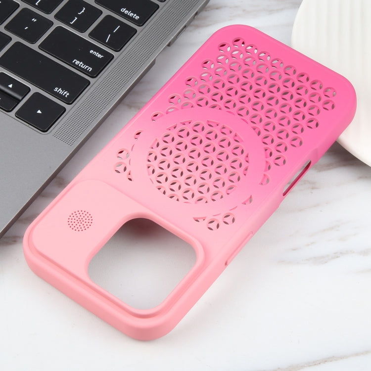 For iPhone 16 Pro Gradient Color Honeycomb Aromatherapy MagSafe Phone Case(Pink+Rose Red) by buy2fix