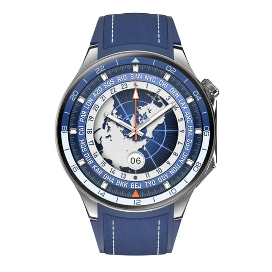 HD Watch X 1.43 inch IP68 BT5.3 Sport Smart Watch, Support Bluetooth Call / Sleep / Blood Oxygen / Heart Rate / Blood Pressure Health Monitor(Blue Leather + Blue Silicone Strap) by buy2fix