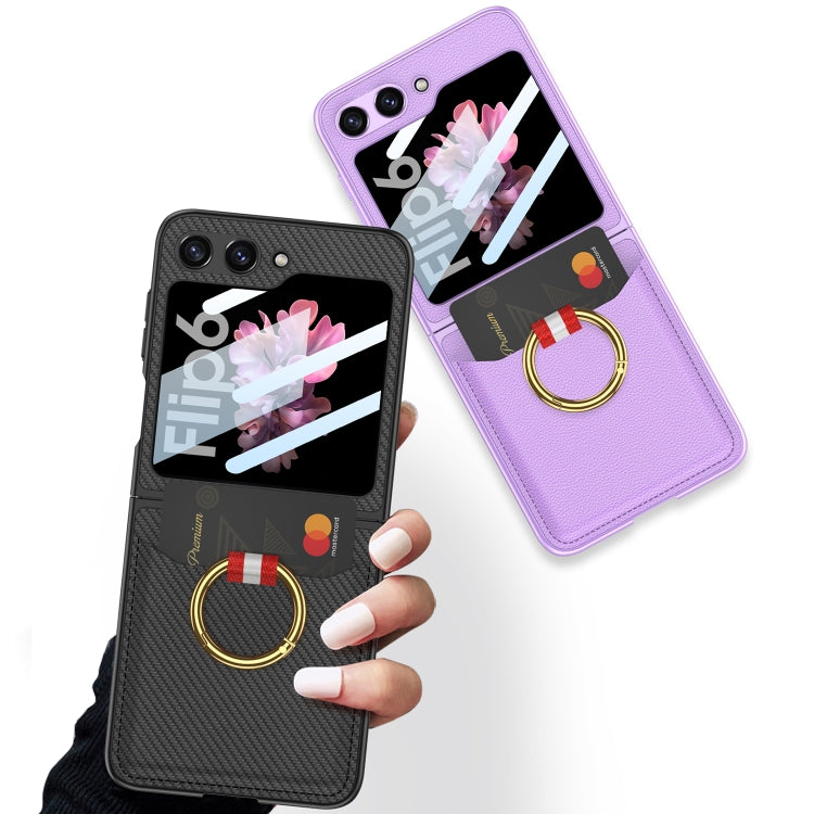 For Samsung Galaxy Z Flip6 / Flip7 FE GKK Integrated Ultra-thin Leather Card Slots Phone Case with Ring Holder(Purple) by GKK