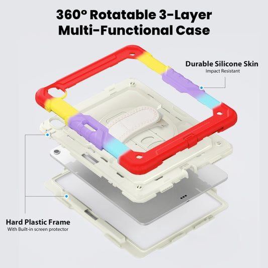 For iPad Air 13 2025 / 2024 Turntable Holder Silicone Hybrid PC Tablet Case with Shoulder Strap(Camouflage Red) by buy2fix