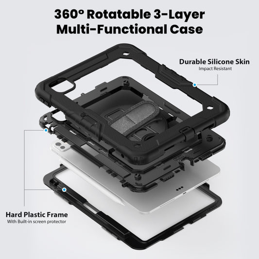 For iPad Pro 11 2025 / 2024 Silicone Hybrid PC Tablet Case with Shoulder Strap(Black) by buy2fix