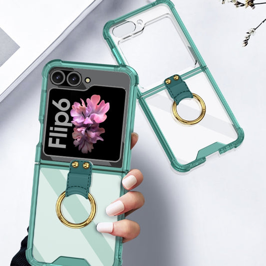 For Samsung Galaxy Z Flip6 / Flip7 FE GKK Airbag Ring Full Coverage Phone Case with Tempered Film(Green) by GKK