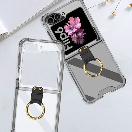 For Samsung Galaxy Z Flip6 / Flip7 FE GKK Airbag Ring Full Coverage Phone Case with Tempered Film(Black) by GKK