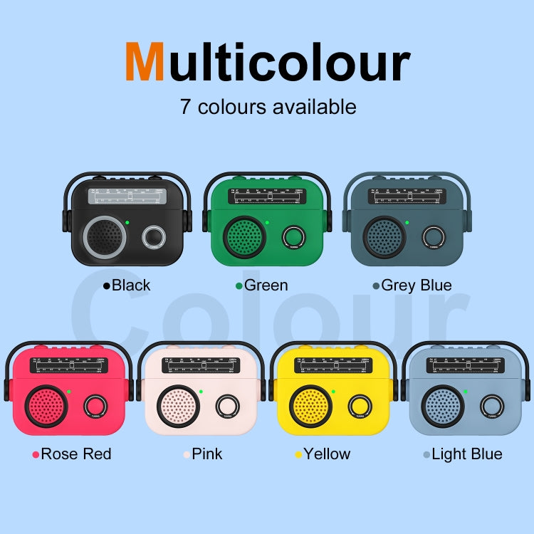 For AirPods 2 / 1 Radio Style Wireless Bluetooth Earphones Shockproof Protective Case(Rose Red) by buy2fix