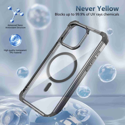 For iPhone 14 Pro Transparent MagSafe Magnetic Phone Case(Black) by buy2fix