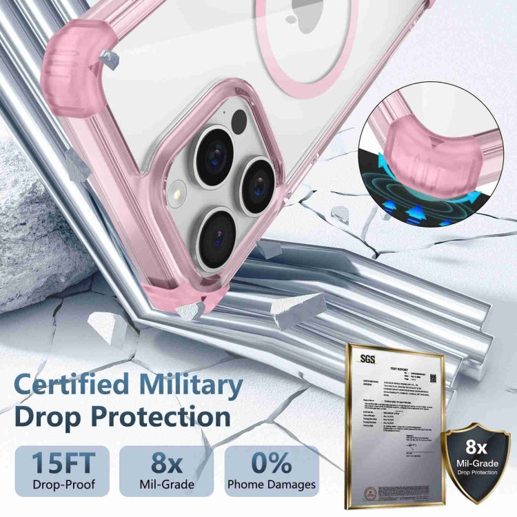 For iPhone 14 Pro Max Transparent MagSafe Magnetic Phone Case(Pink) by buy2fix