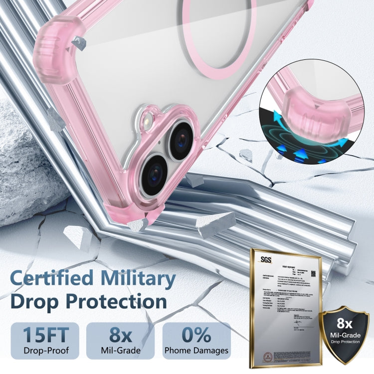 For iPhone 16 Transparent MagSafe Magnetic Phone Case(Pink) by buy2fix
