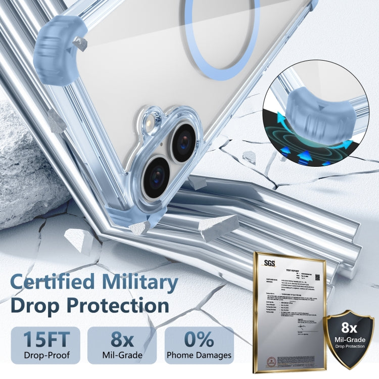 For iPhone 16 Plus Transparent MagSafe Magnetic Phone Case(Blue) by buy2fix