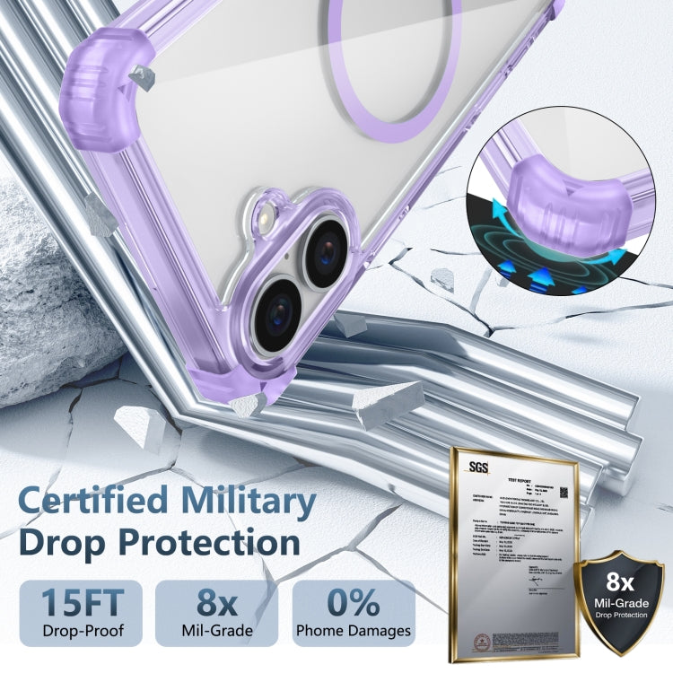 For iPhone 16 Plus Transparent MagSafe Magnetic Phone Case(Purple) by buy2fix