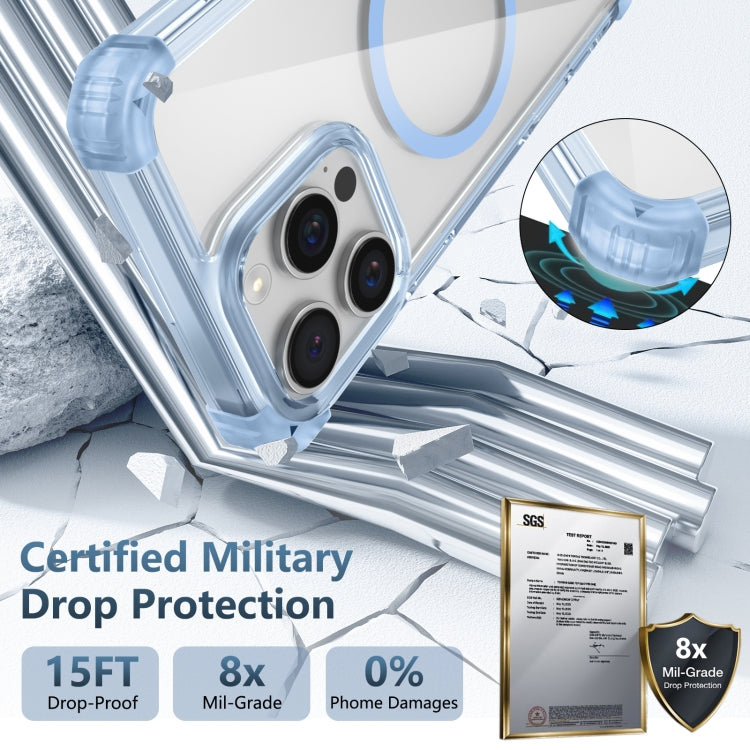 For iPhone 16 Pro Transparent MagSafe Magnetic Phone Case(Blue) by buy2fix