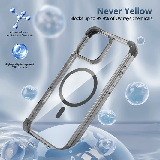 For iPhone 16 Pro Max Transparent MagSafe Magnetic Phone Case(Black) by buy2fix