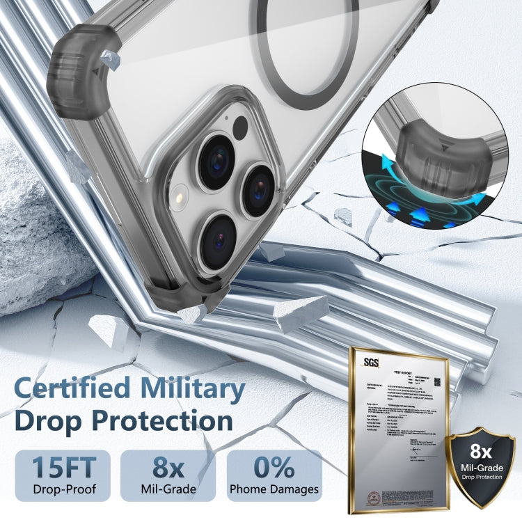 For iPhone 16 Pro Max Transparent MagSafe Magnetic Phone Case(Black) by buy2fix