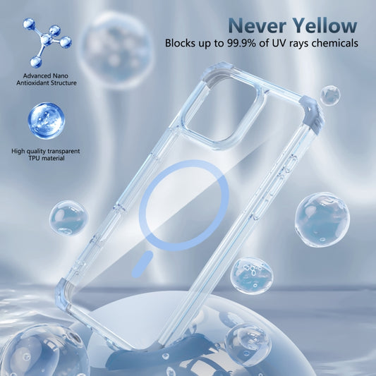 For iPhone 16 Pro Max Transparent MagSafe Magnetic Phone Case(Blue) by buy2fix