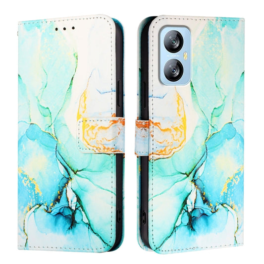 For Blackview A52 PT003 Marble Pattern Flip Leather Phone Case(Green) by buy2fix