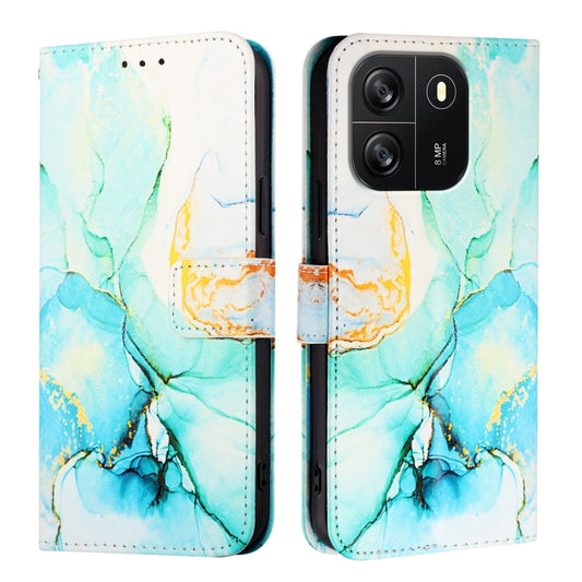 For Blackview Wave 6C PT003 Marble Pattern Flip Leather Phone Case(Green) by buy2fix