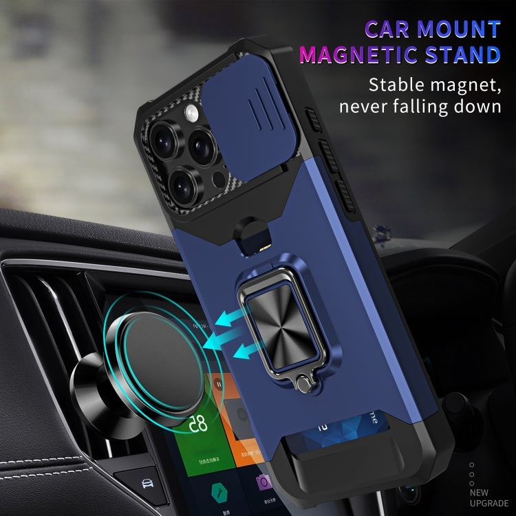 For iPhone 16 Pro Max Camera Shield Card Slot PC+TPU Phone Case(Silver) by buy2fix