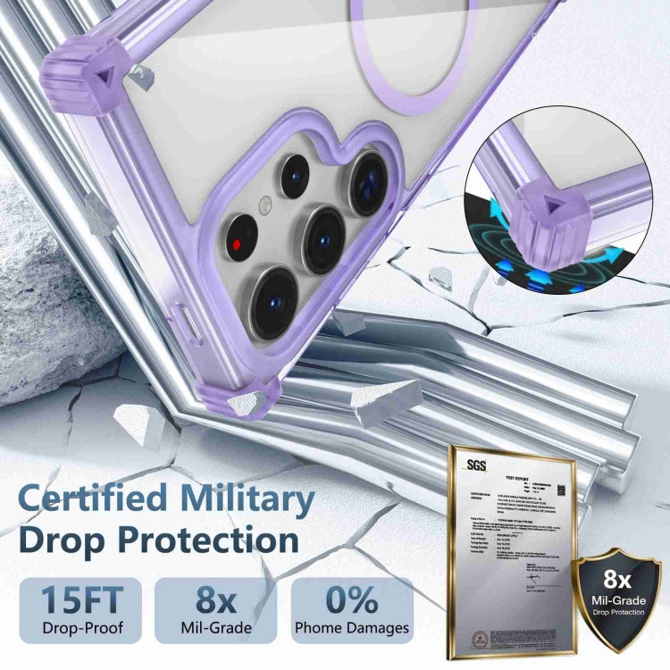 For Samsung Galaxy S22 Ultra 5G Transparent MagSafe Magnetic Phone Case(Purple) by buy2fix