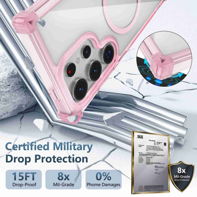 For Samsung Galaxy S24 Ultra 5G Transparent MagSafe Magnetic Phone Case(Pink) by buy2fix